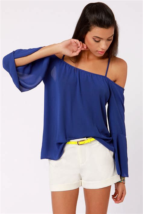 Sexy Off The Shoulder Top Blue Top Backless Top 27 00 Lulus