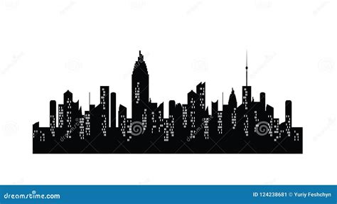 Night Town on Transparent Background. Vector Cities Silhouette Stock Vector - Illustration of ...