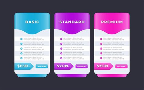 Premium Vector Modern Pricing Table Design Template