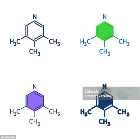 Ethylmethylamine Structural Formula Icon Set Stock Illustration ...