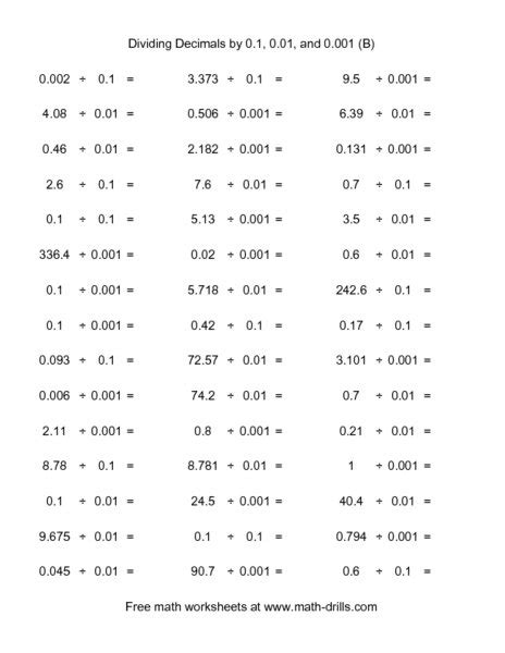 Decimals Worksheet 7th Grade