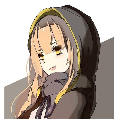 An Anime Girl With Long Blonde Hair And Yellow Eyes Wearing A Hoodie