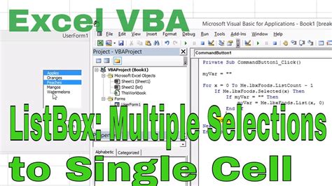 Excel Vba Listbox Multiple Selections To A Single Cell Comma Separated