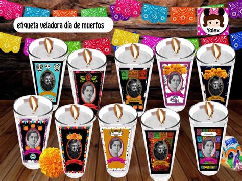 Etiquetas Veladoras Dia De Muertos Membresia Plantillas Para Sublimar