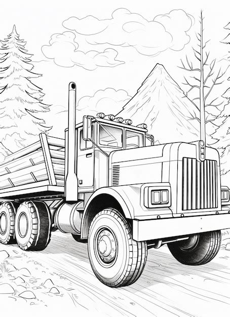 Premium Photo A Drawing Of A Dump Truck Driving Down A Dirt Road