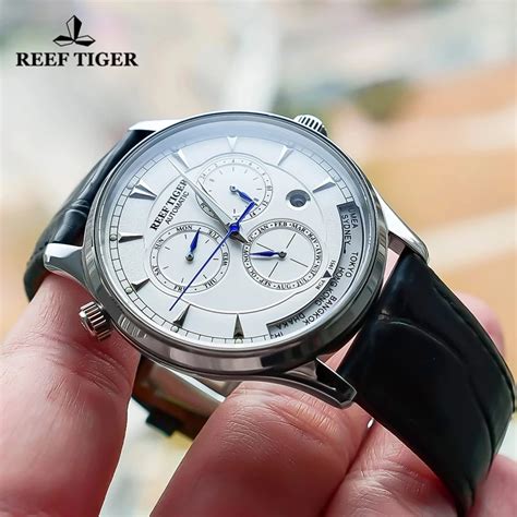 Reef Tiger Rt Automatic World Time Men Watch White Dial Steel Watch