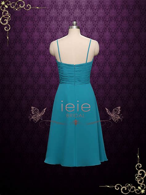 Short Chiffon Bridesmaid Dress With Straps A2 Ieie Bridal