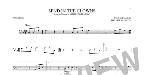 Send In The Clowns Trombone Solo Print Sheet Music Now