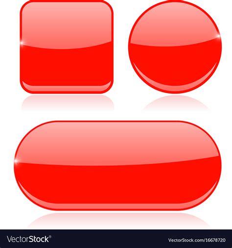 Red Buttons Round Square And Oval Shiny Icons Vector Image