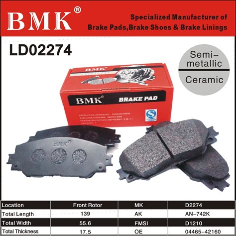 Premium Semi Metallic Disc Brake Pads D2274 Semi Metallic Brake Pad