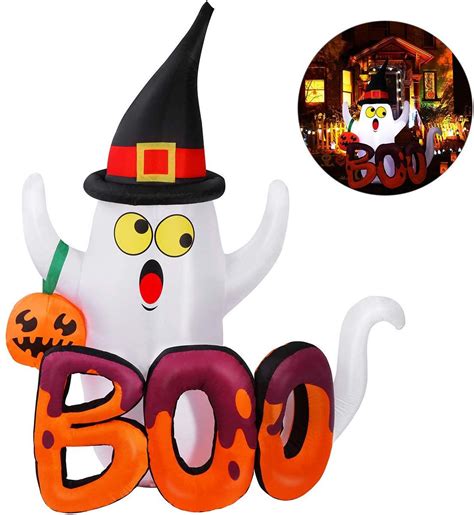 Yunlights 5 Foot Halloween Inflatable Ghost Blow Up Ghost With Internal Led Lights