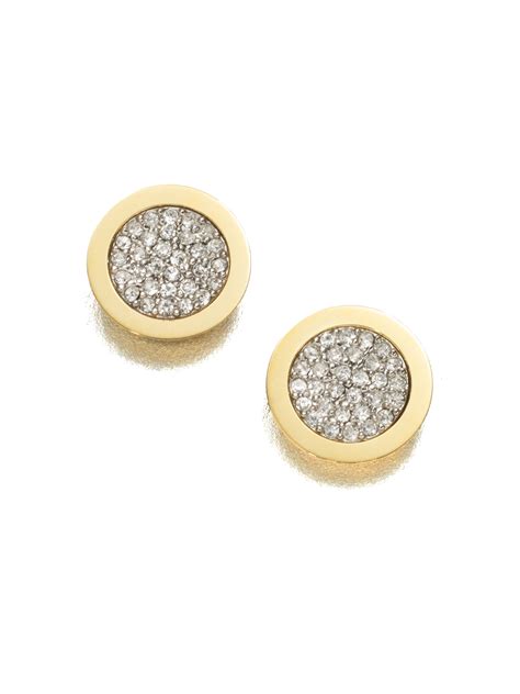 Michael Kors Pave Stud Earrings Goldtone In Gold Lyst