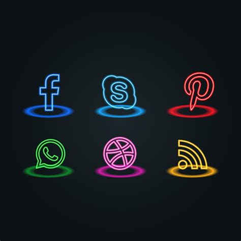 Neon Style Social Media Icons Pack Download Vetores E Gráficos Gratuitos