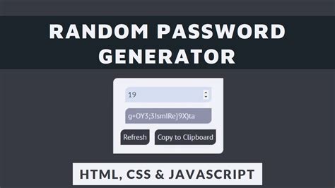 JavaScript Random Password Generator JavaScript Mini Project HTML