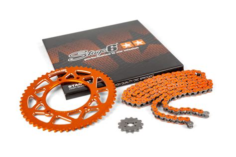 Kit chaîne 13x53 420 Stage6 alu CNC Orange Derbi DRD Pro MAXISCOOT