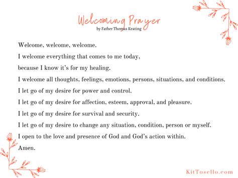 Welcoming Prayer Printable Kit Tosello Author