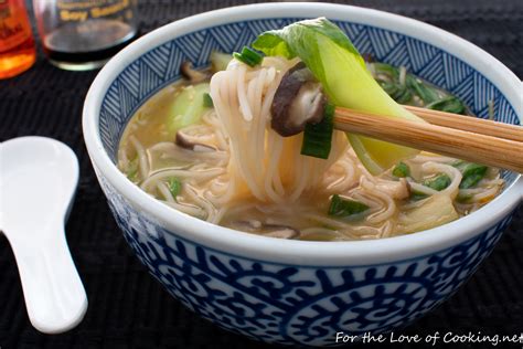 Ginger Garlic Noodle Soup With Bok Choy And Shiitake Mushrooms For