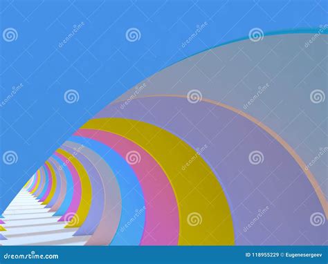 Abstract Colorful Tunnel With Perspective 3d Stock Illustration Illustration Of Blue