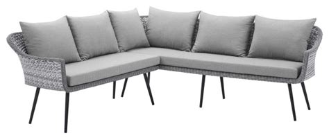 Endeavor Outdoor Patio Wicker Rattan Sectional Sofa Gray Gray