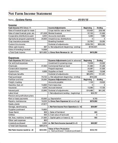 Free 10 Sample Income Statement Forms In Pdf Ms Excel Ms Word