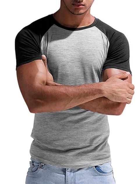 Buy Enjoybuy Mens Short Sleeve Raglan T Shirt Slim Fit Muscle Workout