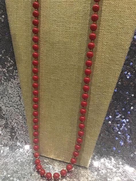 Vintage Monet Red And Gold Beaded Necklace