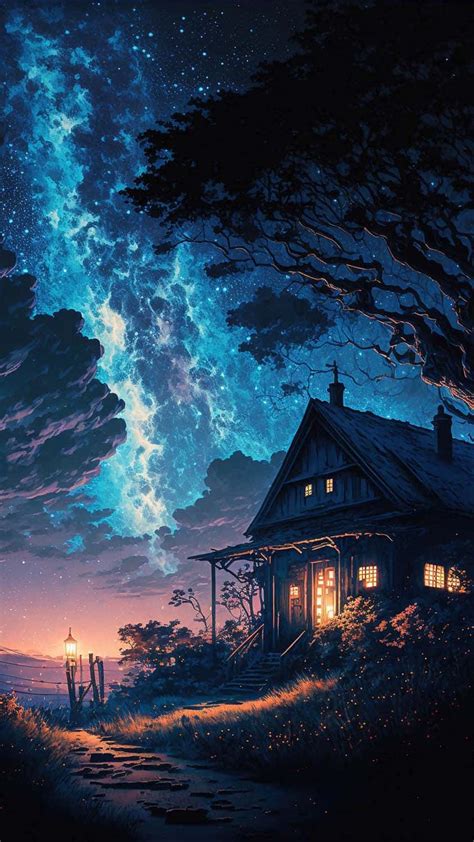 Starry Night House iPhone Wallpaper HD - iPhone Wallpapers