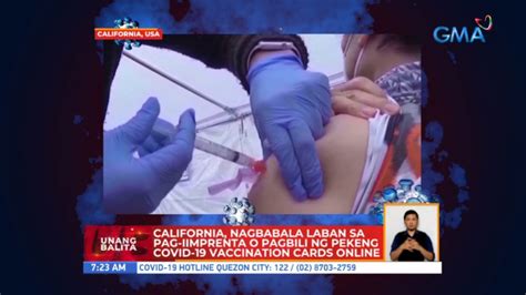 California Nagbabala Laban Sa Pag Iimprenta O Pagbili Ng Pekeng COVID