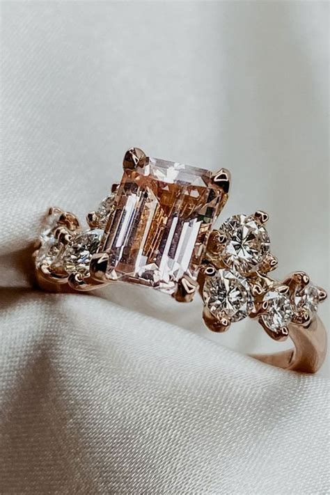 50 Stunning Engagement Rings In 2022 Peach Coloured Emerald Cut