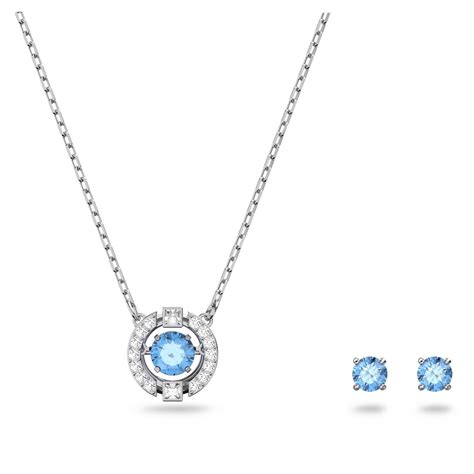 Swarovski Sparkling Dance Set Round Blue Rhodium Plated