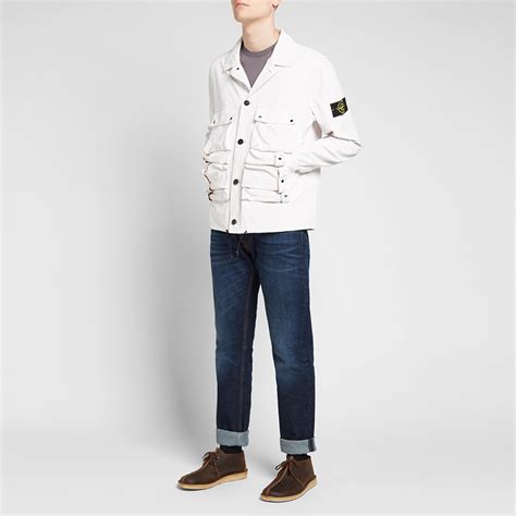 Stone Island Tela Plated Chalk Workwear Jacket Off White End