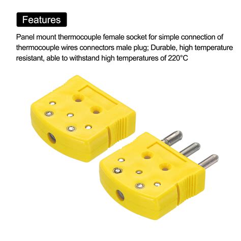 K Type Thermocouple Wire Connector Female Male Plug With 3 Prong Round