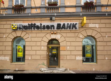 Romania Europe Banca Raiffeisen Bank building exterior front Stock ...