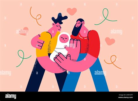 Couple Gay Amour Et Concept De Famille Jeunes Hommes Heureux Couple Gay Personnages De Dessin