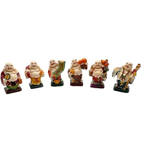 Feng Shui Colorful Mini Laughing Buddha Figurines, Symbol for Good Luck ...