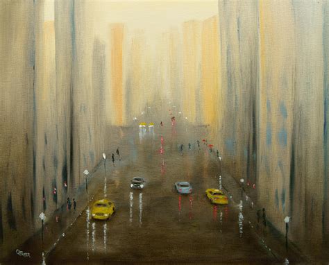 Rainy Day Cityscape Painting by Chris Fraser