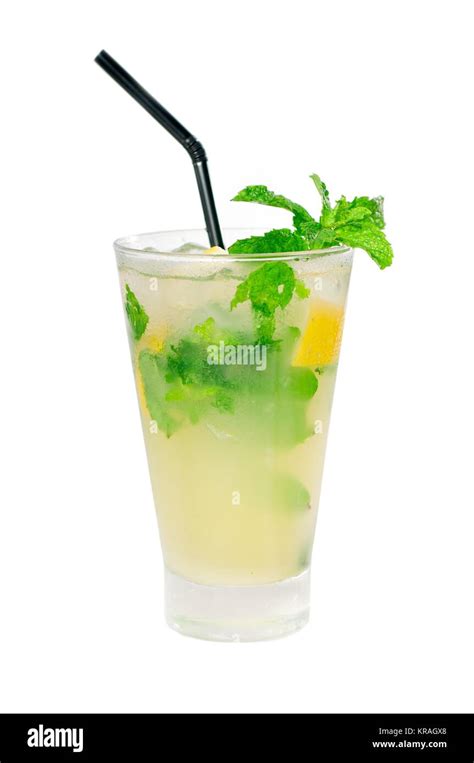 Mojito Caipirina Cocktail With Fresh Mint Leaves Stock Photo Alamy