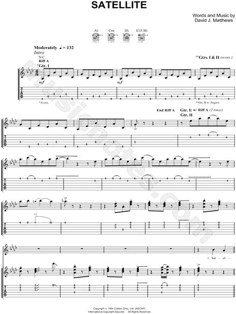 Dave Matthews Satellite Guitar Tab In Ab Major Download And Print