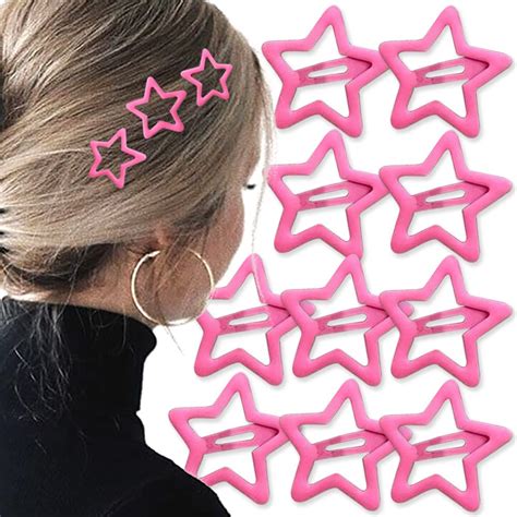 10 Pcs Pink Star Small Hair Clips For Girls Kawaii Hair