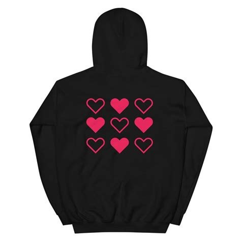 Heart Black Pink Or White Unisex Hoodie Hooded Etsy