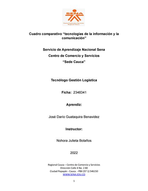 Actividad DE Aprendizaje 13 Evidencia 2 Cuadro Comparativo Tecnologias