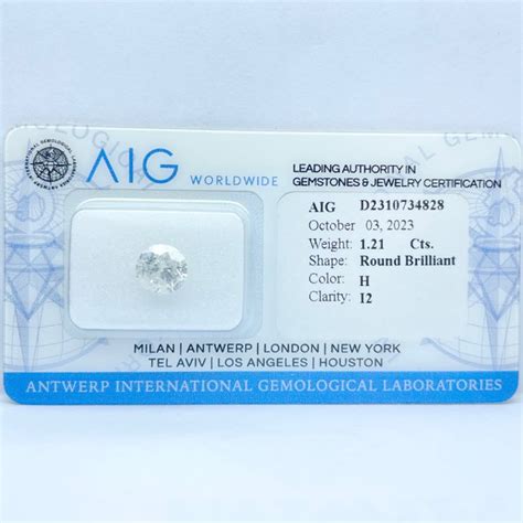 1 Pcs Diamant 1 21 Ct Rond H I2 No Reserve Price Catawiki