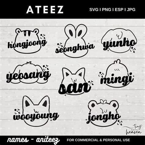 ATEEZ Svg Png Dxf Pdf Names Aniteez ATINY Kpop Sticker Decal Vector