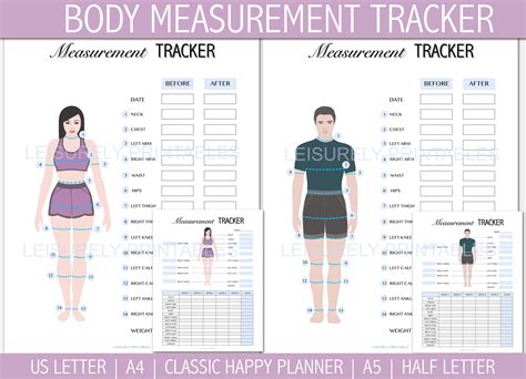 Body Measurement Tracker Weight Loss Tracker Printable Male Etsy