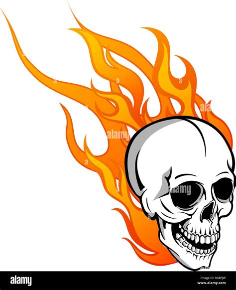 Calavera En Llamas De Fuego Con Ilustraci N Vectorial Imagen Vector De