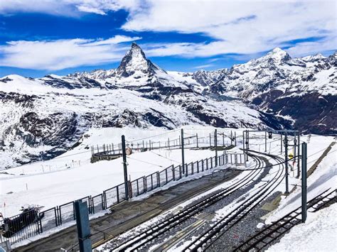 Gornergrat Train Station with the View To the Matterhorn Mountain Stock Photo - Image of ...