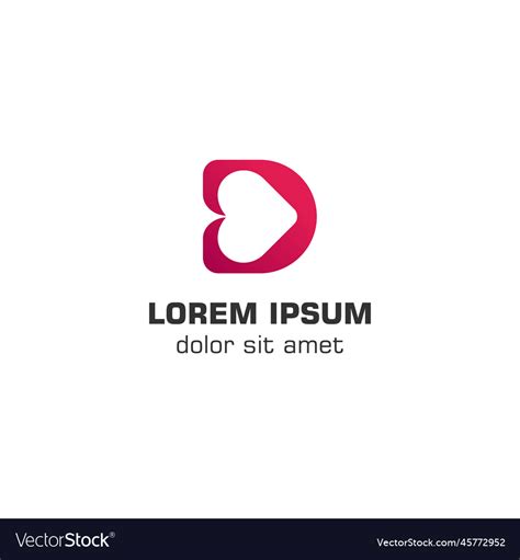 Initial Letter D Love Logo Template Royalty Free Vector