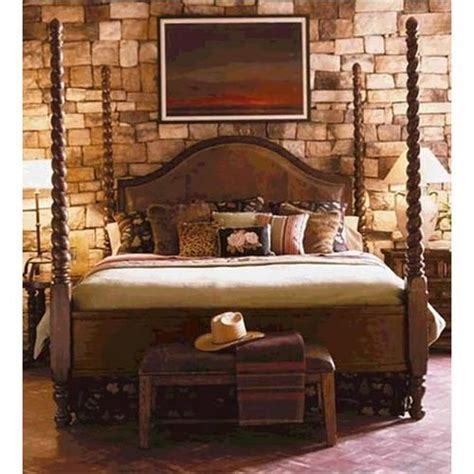 Lakeridge Queen Barley Twist Leather Poster Bed By Lane On Homeportfolio Bed Traditional Bed