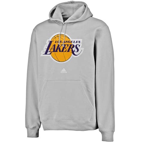 Mens Adidas Gray Los Angeles Lakers Logo Pullover Hoodie Sweatshirt