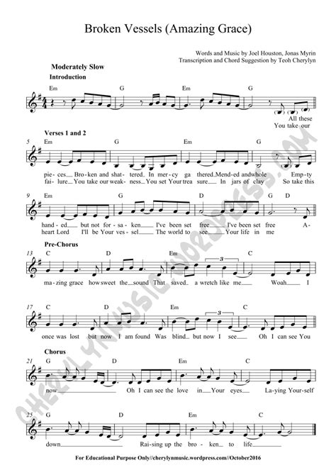 Lead Sheet Broken Vesselsamazing Grace Lead Sheet Easy Sheet Music Violin Sheet Music